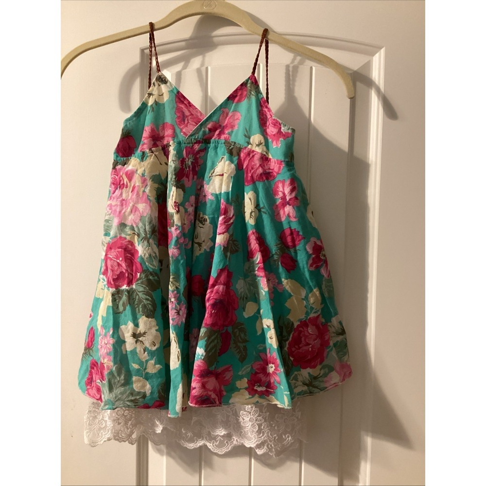 Mud Kingdom Toddler Girls Lace Flower Dress, Teal Peony Roses Size 110 (5Y) Soft